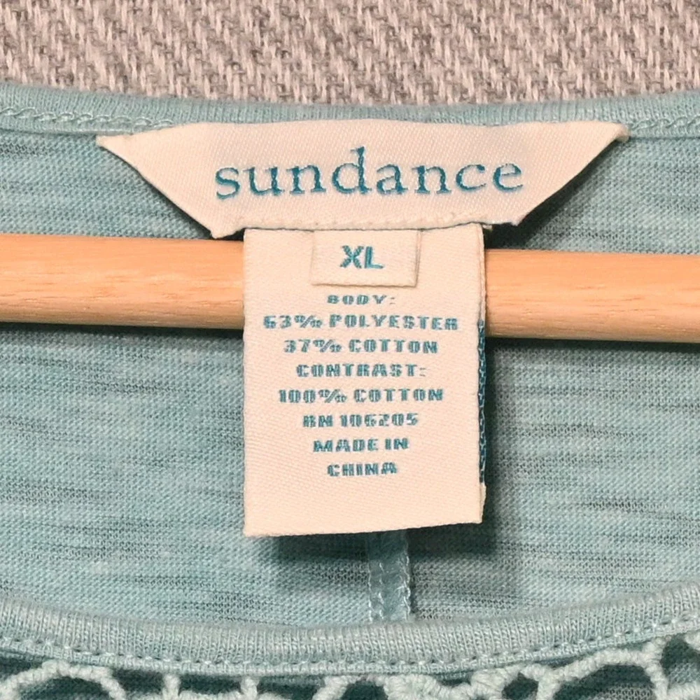 Sundance Crochet Trim Top Womens XL Blue China